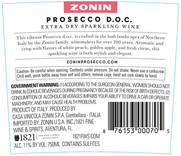 Zonin Prosecco DOC (750ml)