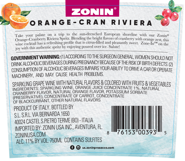 Zonin Orange-Cran Riviera Spritz (750ml)